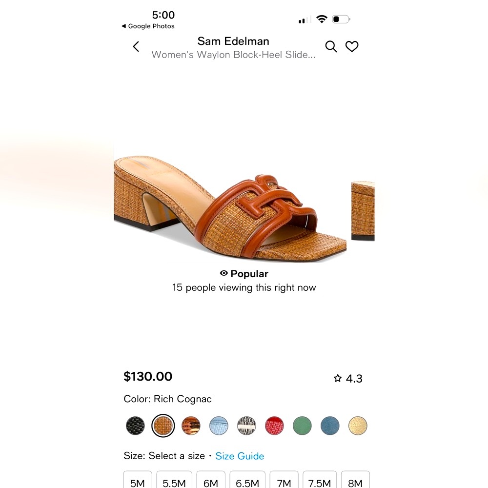 Woven Leather-Trim Block Heel Sandals - Tan - Picture 2 of 8